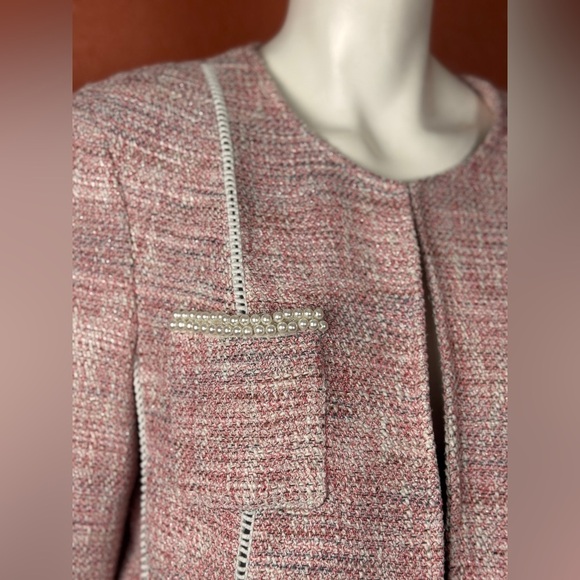 Tahari ASL Metallic Boucle Jacket Light Pink Size 12 - Picture 4 of 12